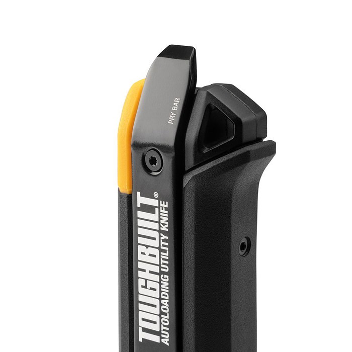 Toughbuilt Cúter Autocarga Multifunción con Almacenamiento para 20 Cuchillas, 5 Hojas Incluidas, Mango Ergonómico Triple Inyección y Corte de Cuerda