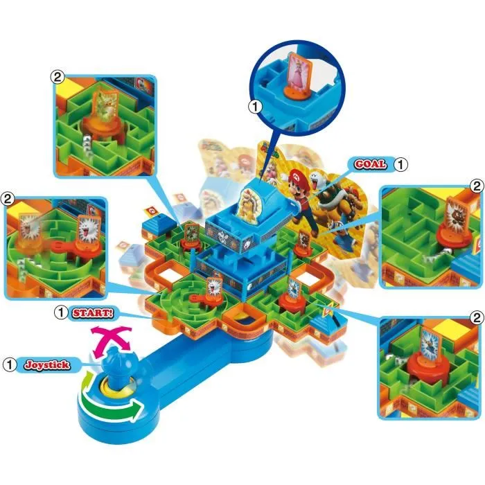 Epoch Super Mario Maze Juego DX - Juego de Laberinto con Joystick y Pelota para Salvar a la Princesa Peach de Bowser