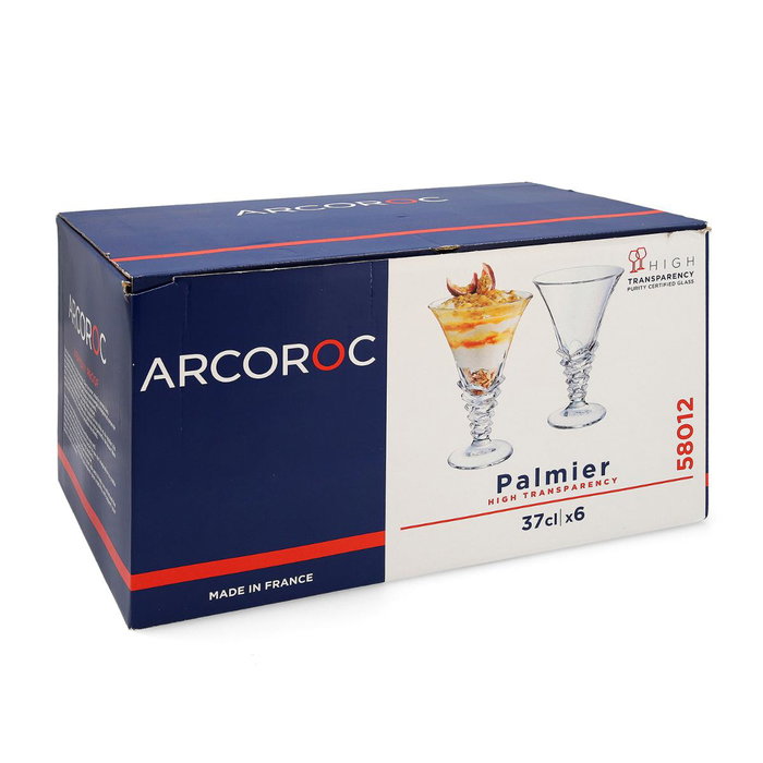 Caja 6 Copas Helado Vidrio Palmier Arcoroc 37 cL