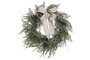 DKD Home Decor Corona de PVC con Piñas Nevado Verde