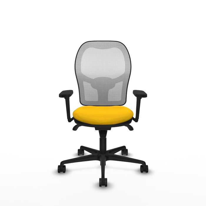 PIQUERAS Y CRESPO Silla de oficina Jorquera con mecanismo sincro, brazos 3D, Amarillo/Blanco
