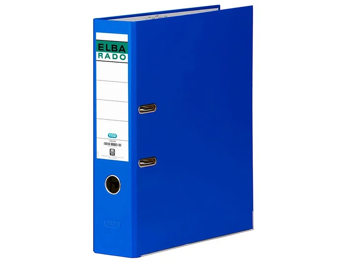Elba Archivador de Palanca DIN A4 Azul Lomo 80 mm Rado Chic Cartón Forrado Resistente