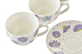 DKD Home Decor Taza Urban Set de 2 Piezas Porcelana Multicolor Blanco 9 x 7 x 12 cm 220ml