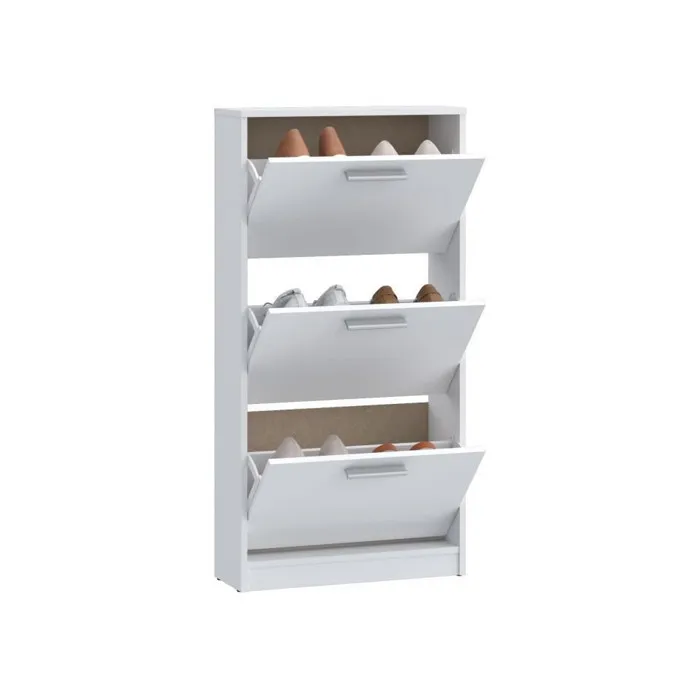 Mac Zapatero Blanco mate - 3 puertas abatibles - Ancho 58,2 x Profundidad 20,4 x Alto 115,5 cm - MSA312120