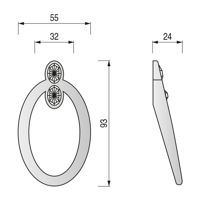 Trentadue Tirador Hole Zamak 2 Diamantes Acabado Cromo Brillante Herraje Mueble Decorativo