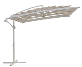 DKD Home Decor Parasol para Terraza y Jardín 250 x 250 cm, Acero y Poliéster, Color Blanco, Desmontable