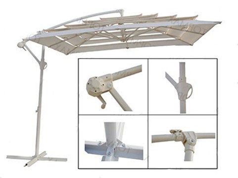 DKD Home Decor Parasol para Terraza y Jardín 250 x 250 cm, Acero y Poliéster, Color Blanco, Desmontable