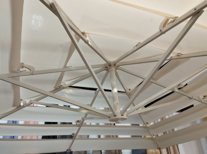 DKD Home Decor Parasol para Terraza y Jardín 250 x 250 cm, Acero y Poliéster, Color Blanco, Desmontable