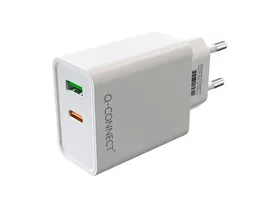 Q-connect Cargador de pared USB-A y USB-C 20W Blanco
