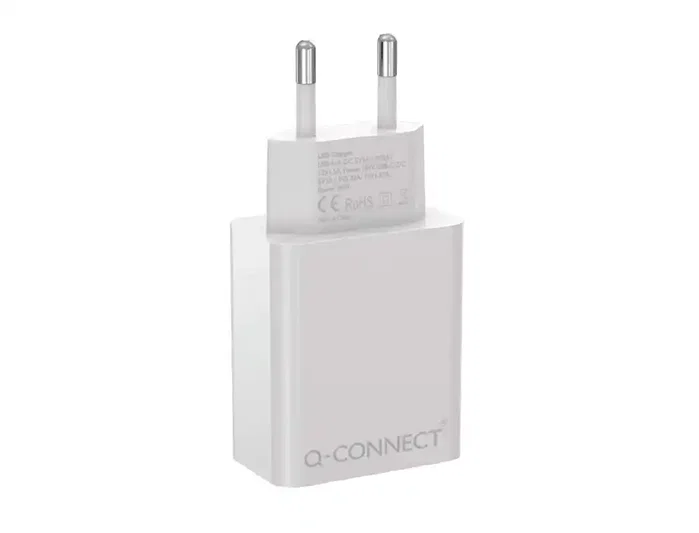 Q-connect Cargador de pared USB-A y USB-C 20W Blanco Q-connect Cargador de pared USB-A y USB-C 20W Blanco