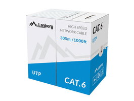 Lanberg LCU6-11CU-0305-S - Cable de Red UTP Cat.6 Sólido 305 Metros Bobina, Gris, PVC, Cobre, Certificado CE CPR Fluke