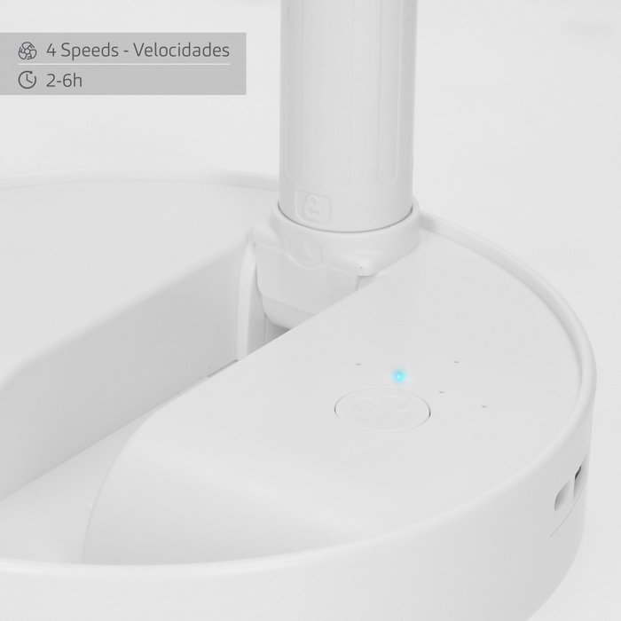 Aktive Ventilador inalámbrico de pie plegable con 4 velocidades y USB