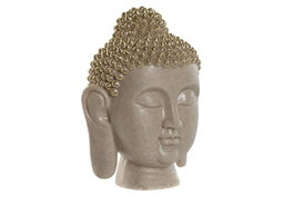 DKD Home Decor Figura de Busto de Buda en Resina, Crema y Dorado