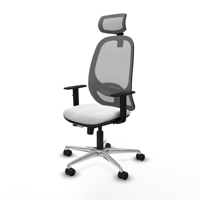 PIQUERAS Y CRESPO Silla de oficina Cilanco con mecanismo Sincro/Traslack, Tela Blanca y Malla Gris