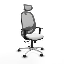 PIQUERAS Y CRESPO Silla de oficina Cilanco con mecanismo Sincro/Traslack, Tela Blanca y Malla Gris