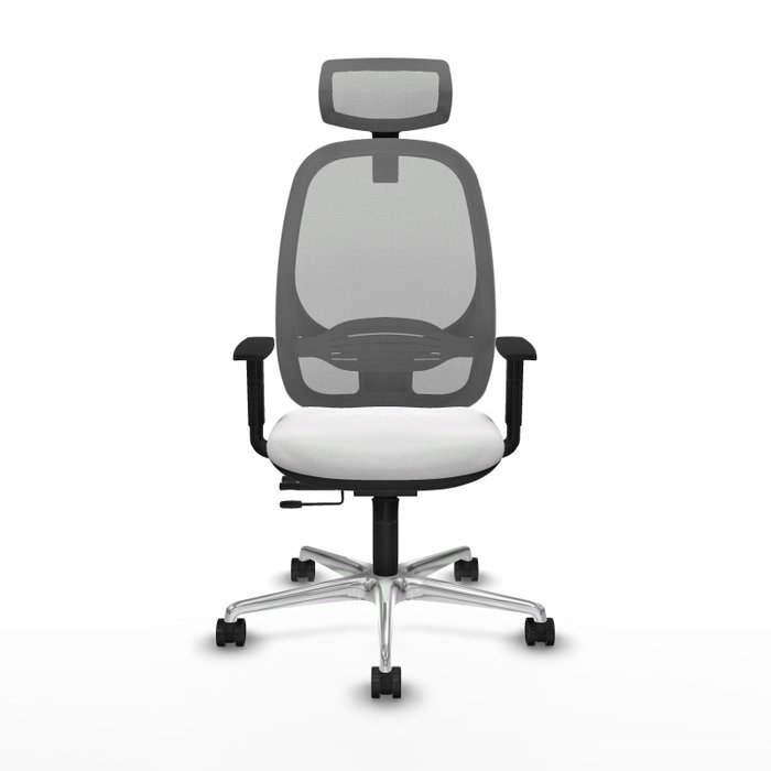 PIQUERAS Y CRESPO Silla de oficina Cilanco con mecanismo Sincro/Traslack, Tela Blanca y Malla Gris