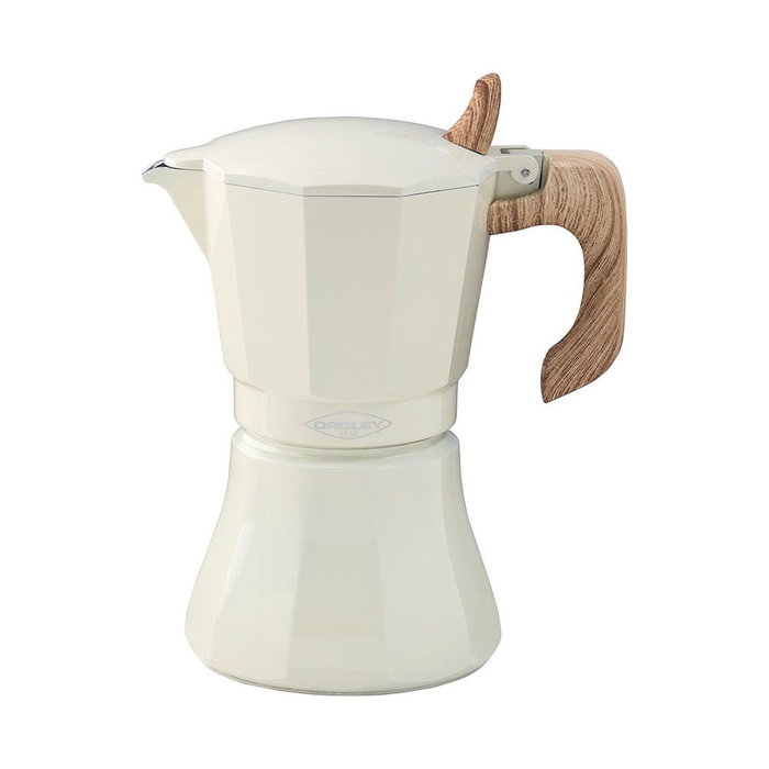Oroley Cafetera Petra Crema de Aluminio de 9 Tazas, Apta para Inducción, Gas, Vitro y Eléctrica con Válvula de Seguridad y Mango Soft-Touch Oroley Cafetera Petra Crema de Aluminio de 9 Tazas, Apta para Inducción, Gas, Vitro y Eléctrica con Válvula de Seguridad y Mango Soft-Touch