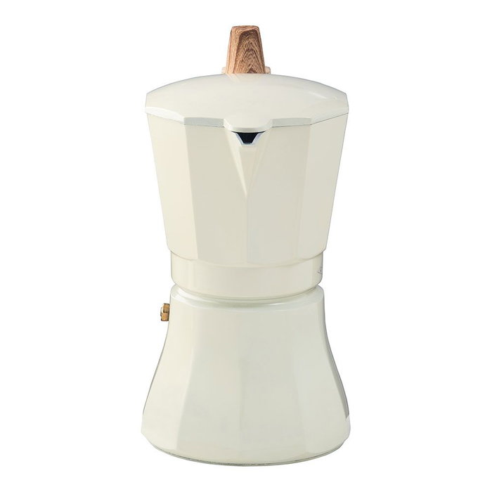 Oroley Cafetera Petra Crema de Aluminio de 9 Tazas, Apta para Inducción, Gas, Vitro y Eléctrica con Válvula de Seguridad y Mango Soft-Touch Oroley Cafetera Petra Crema de Aluminio de 9 Tazas, Apta para Inducción, Gas, Vitro y Eléctrica con Válvula de Seguridad y Mango Soft-Touch