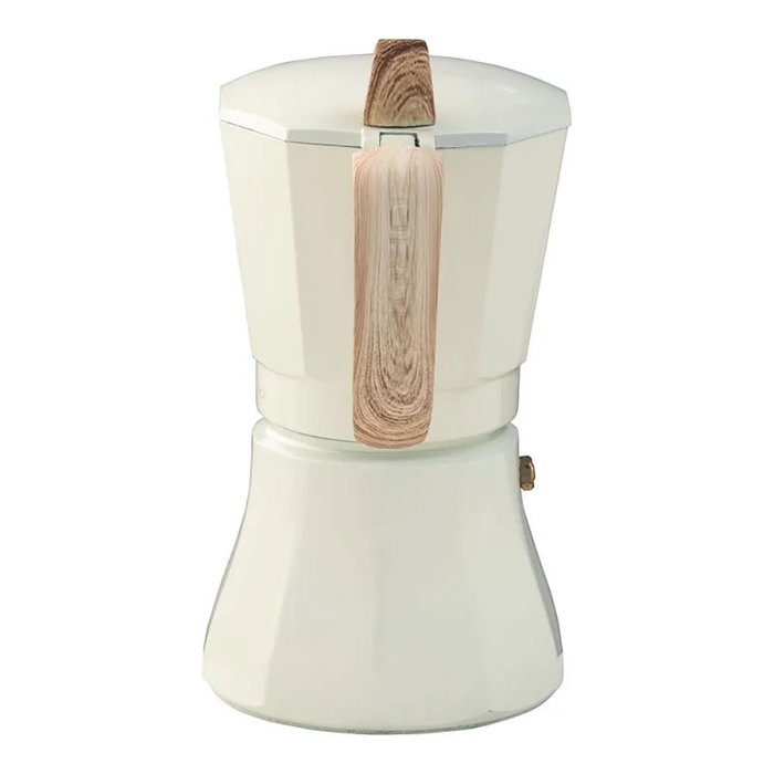 Oroley Cafetera Petra Crema de Aluminio de 9 Tazas, Apta para Inducción, Gas, Vitro y Eléctrica con Válvula de Seguridad y Mango Soft-Touch Oroley Cafetera Petra Crema de Aluminio de 9 Tazas, Apta para Inducción, Gas, Vitro y Eléctrica con Válvula de Seguridad y Mango Soft-Touch