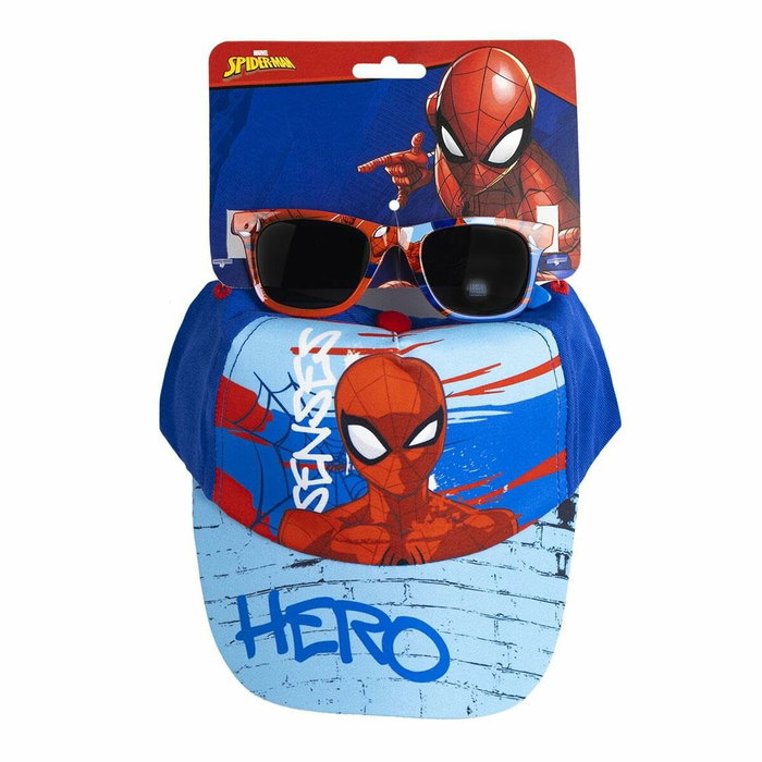 Cerdá Set de Gorra y Gafas de Sol Spiderman, 53 cm, Azul