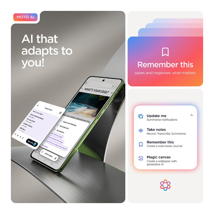 Motorola Edge 70 Smartphone 6.7" AMOLED 120Hz, Snapdragon 7 Gen 4, 12GB RAM + 512GB, Cámara 50MP, 4800mAh, 5G, Android 16, Color Verde PANTONE Bronze Green