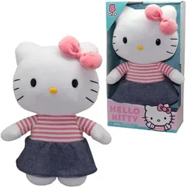 Gptoys Peluche HELLO KITTY HKT131 Modelo Vestido Vaquero 30 cm para Niños a partir de 3 años