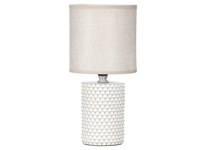 Giftdecor Lámpara Sobremesa Cilíndrica Relieve Gris Cerámica Metal Plástico Tela 13x20x13 cm (Set de 12)
