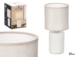 Giftdecor Lámpara Sobremesa Cilíndrica Relieve Gris Cerámica Metal Plástico Tela 13x20x13 cm (Set de 12)