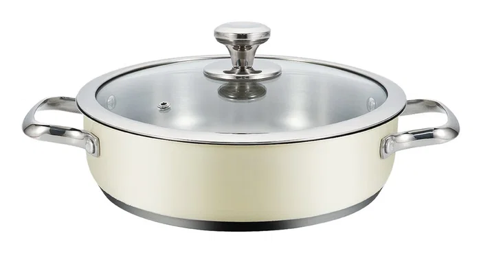Haeger PA-24L.009A Cacerola Sartén Multiuso Pastel Pot de 24 cm - 24 L, Acero Inoxidable, Tapa de Cristal, Para Todo Tipo de Placas (Gas, Inducción, Vitrocerámica)