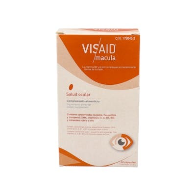 Visaid Macula 30Cap. Suplemento para la Visión con Luteína, Zeaxantina, DHA, Vitaminas C y E, Zinc. Protección antioxidante. Visaid Macula 30Cap. Suplemento para la Visión con Luteína, Zeaxantina, DHA, Vitaminas C y E, Zinc. Protección antioxidante.