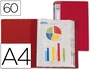 Liderpapel Carpeta DIN A4 Roja con 60 Fundas y Lomo Personalizable