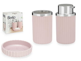Berilo Set Baño 3 Pzs Rosa 10.5x16.2x15.5 cm Plástico (Set de 12)