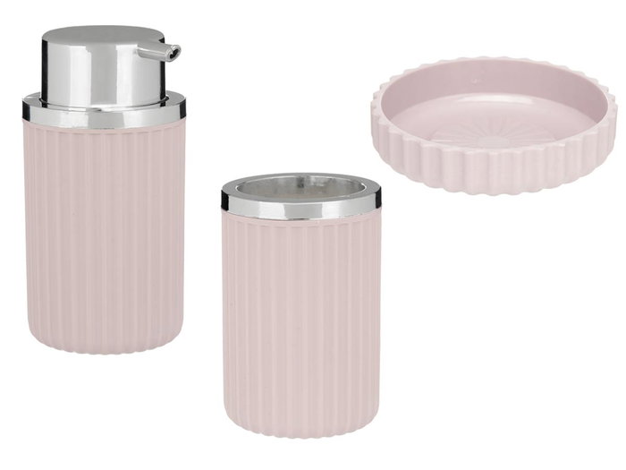 Berilo Set Baño 3 Pzs Rosa 10.5x16.2x15.5 cm Plástico (Set de 12)