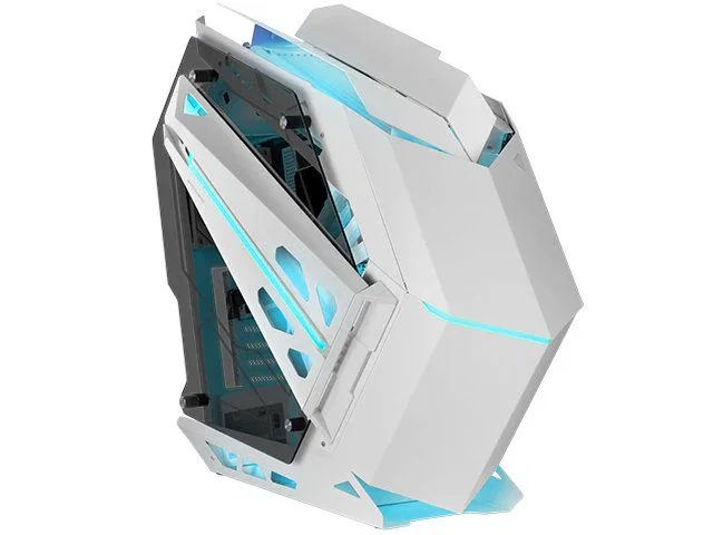 Mars Gaming MC-TITANW Caja Gaming ATX Midi Tower Blanca, RGB ARGB con Hub y Mando, Compatible con Aura Sync, 7 Bahías 120mm, Cristal Templado, 1x3.5", 4x2.5", 2xUSB 3.0