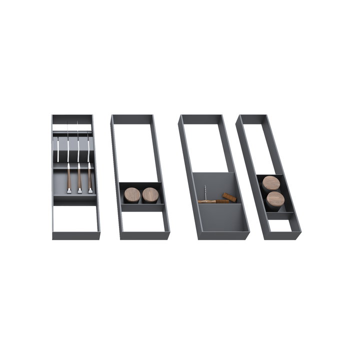 Emuca Organizador inclinado Orderbox para cajón, 150x470mm, Acero y Madera, Gris antracita