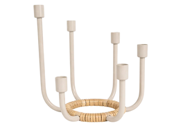 DKD Home Decor Candelabro de Metal y PE Crema con 6 Velas