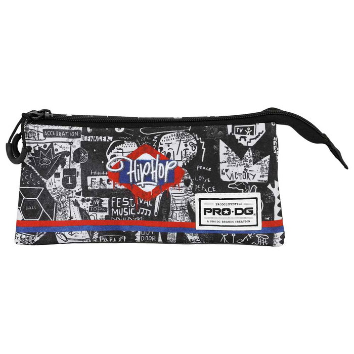 Pro-Dg Estuche Portatodo Triple FAN 2.0 Under Hip Hop PRO-DG Negro con 3 Compartimentos y Cierre Cremallera