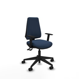 PIQUERAS Y CRESPO Silla de oficina Elche, mecanismo Asincro, azul marino, brazos 1D