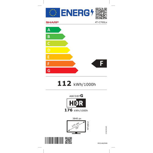 Sharp 4T-C70GL4260EB Google TV 70" 4K Ultra HD LED Smart TV Negro