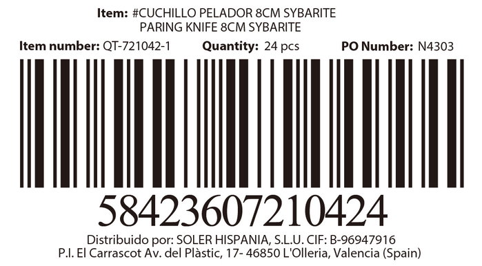 Quttin Cuchillo Pelador Sybarite 8 cm (24 Unidades) Quttin Cuchillo Pelador Sybarite 8 cm (24 Unidades)