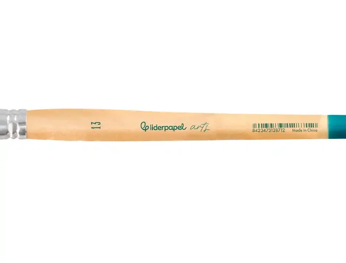 Liderpapel Pincel para Pintura Acrílica y Acuarela N 13 Punta Plana de Pelo Sintético Certificado FSC