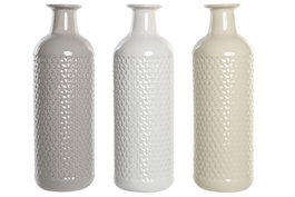 DKD Home Decor Set de 3 Jarrones Geométricos de Dolomita, 13x13x40,5 cm