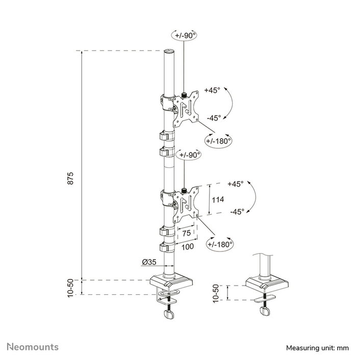 Neomounts Soporte de Mesa Dual 10-32'' con Inclinación y Rotación Neomounts Soporte de Mesa Dual 10-32'' con Inclinación y Rotación