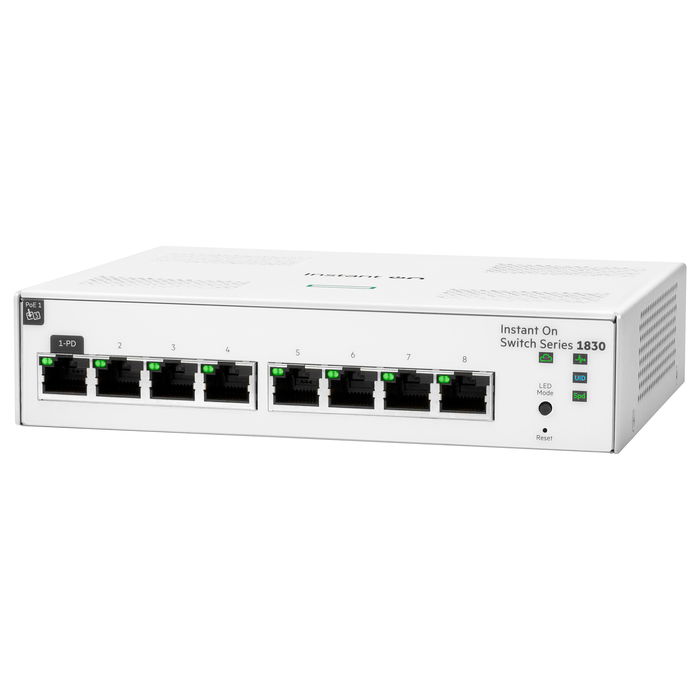 HPE Aruba Instant On 1830 Switch Gestionado 8 Puertos Gigabit Ethernet (10/100/1000) Montaje Rack Full Duplex 16 Gbit/s ARM Cortex-A9