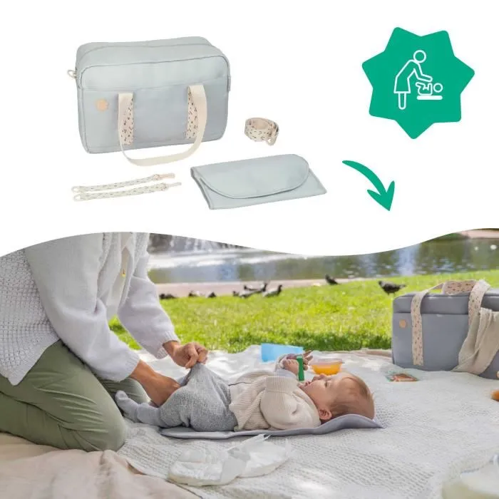 Badabulle Bolso Cambiador Bowling Gran Capacidad 20L con Cambiador y Accesorios para Cochecito, Gris