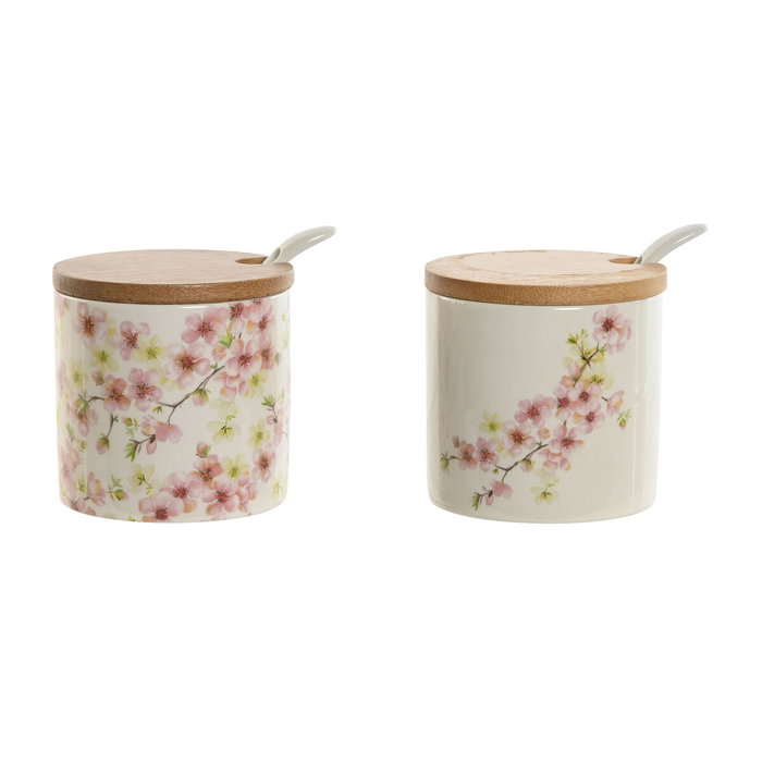 DKD Home Decor Azucarero Almendro 2024 Pack de 2 en Rosa, Blanco y Lila