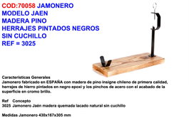 FINSTOC Jamonero Modelo Jaén en Madera de Pino Negro