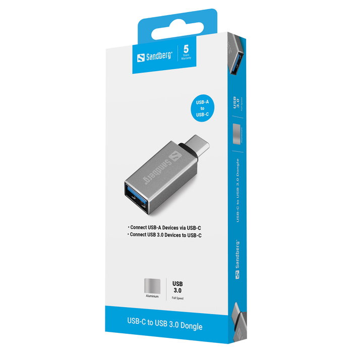 Sandberg USB-C to USB 3.0 Dongle Silver Sandberg USB-C to USB 3.0 Dongle Silver