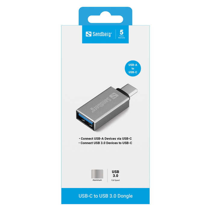 Sandberg USB-C to USB 3.0 Dongle Silver Sandberg USB-C to USB 3.0 Dongle Silver