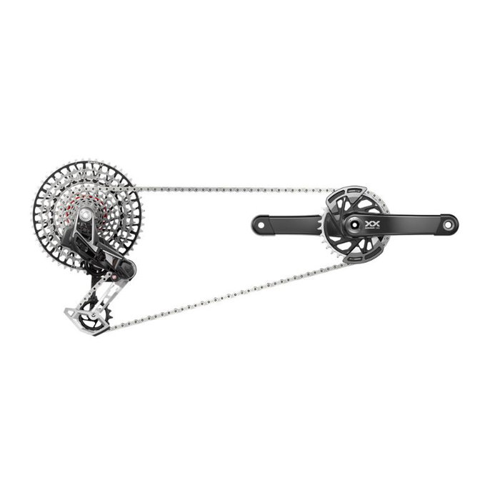 Sram XX T-Type Transmission AXS Grupo Completo - Bielas, Cambio, Cadena, Mando Pod Ultimate, Cassette XS-1297 Sram XX T-Type Transmission AXS Grupo Completo - Bielas, Cambio, Cadena, Mando Pod Ultimate, Cassette XS-1297